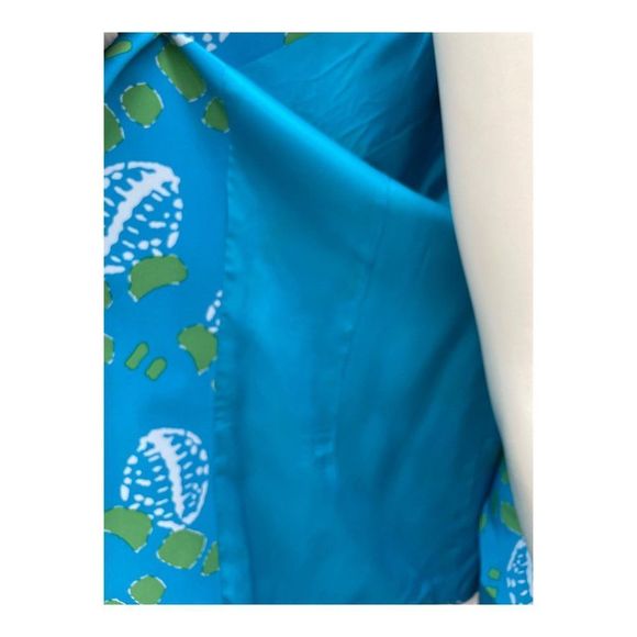 Alfred Sung Vintage 90s 100% Silk 3 Piece Dress Suit Turquoise Green Abstract - Picture 9 of 16